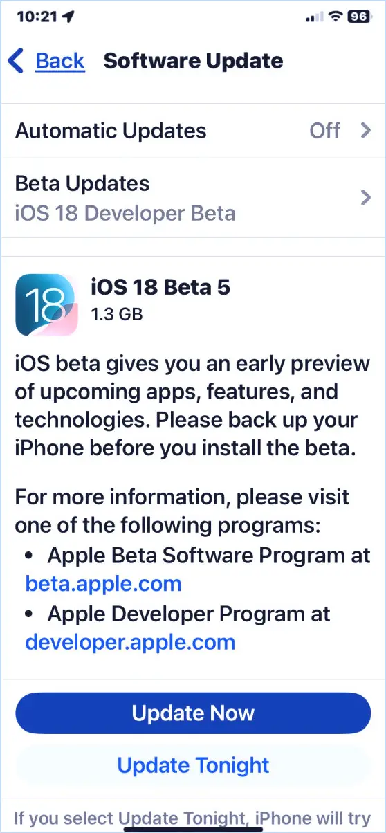 Téléchargement iOS 18 Beta 5