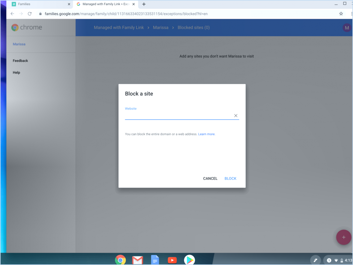 Comment ajouter un lien familial en utilisant google chrome?