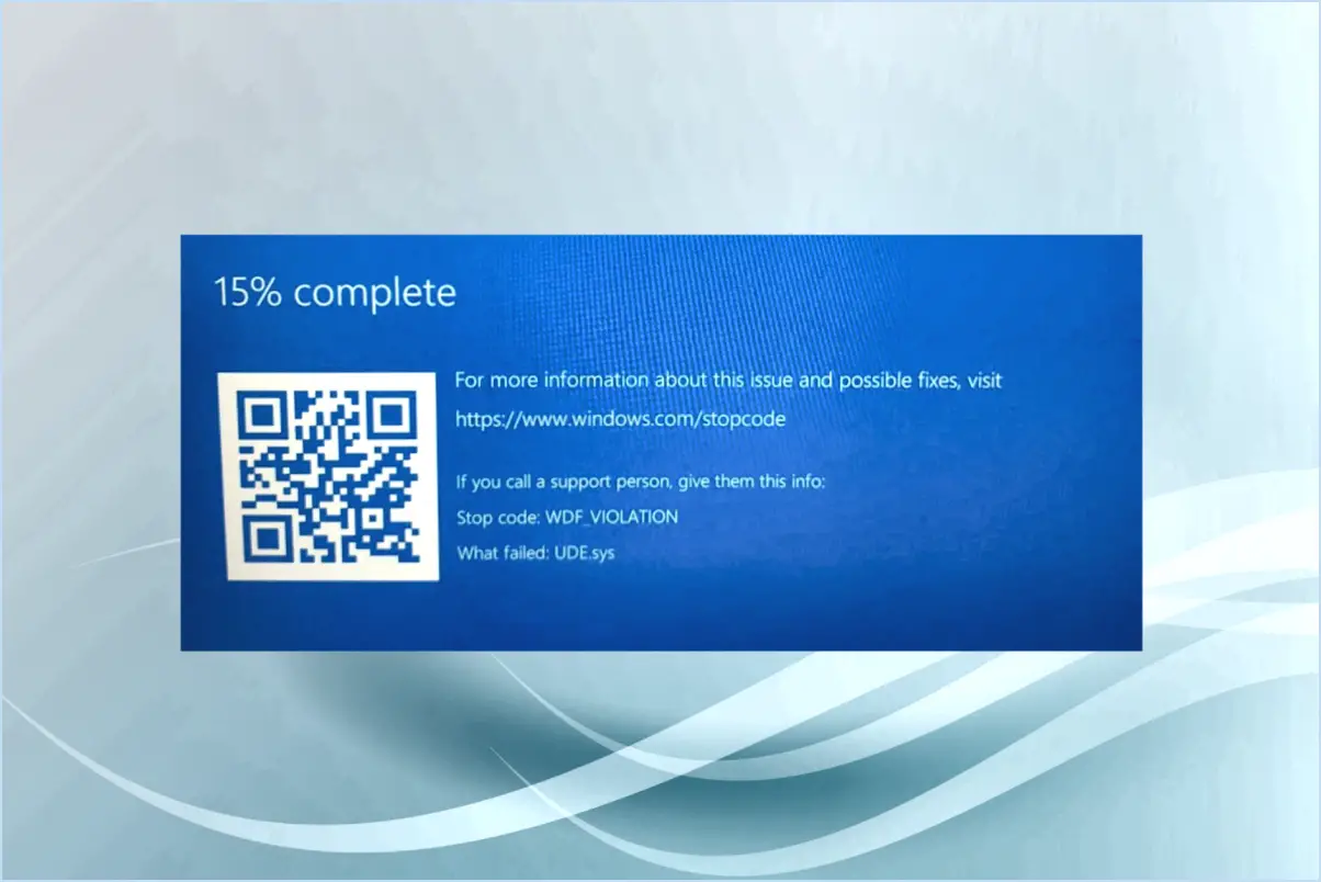 Comment corriger l'erreur wdf_violation sous windows 10?