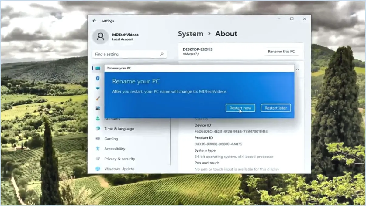 Comment renommer son pc sous windows 11?