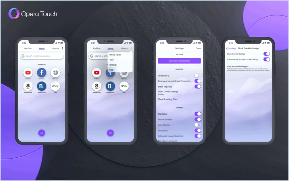 Opera Touch pour Android : Comment bloquer les notifications de cookies?