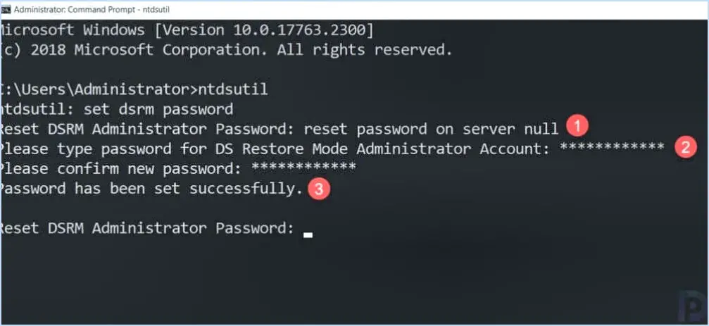 Réinitialiser le mot de passe dsrm?
