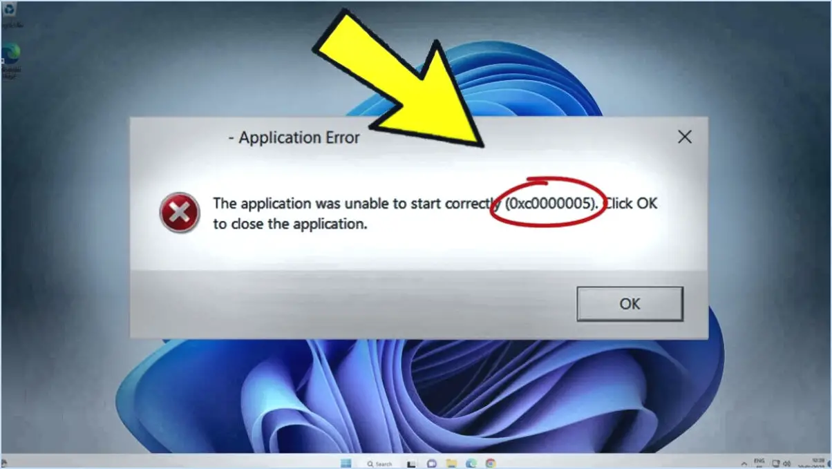 Réparer l'application n'a pas pu démarrer correctement 0xc0000142?