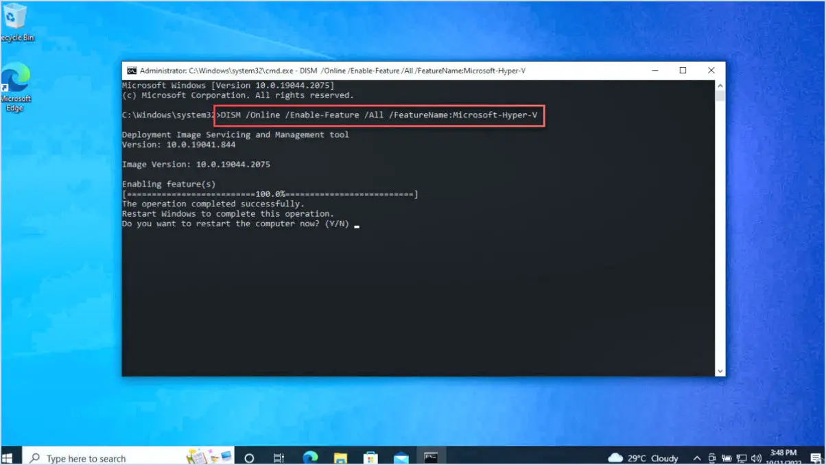 Comment activer hyper v dans windows 10?