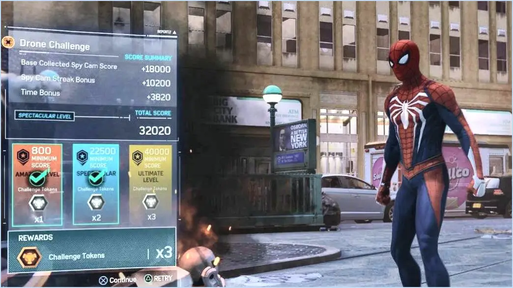 Comment faire pour obtenir des jetons de défi dans spider man ps4?