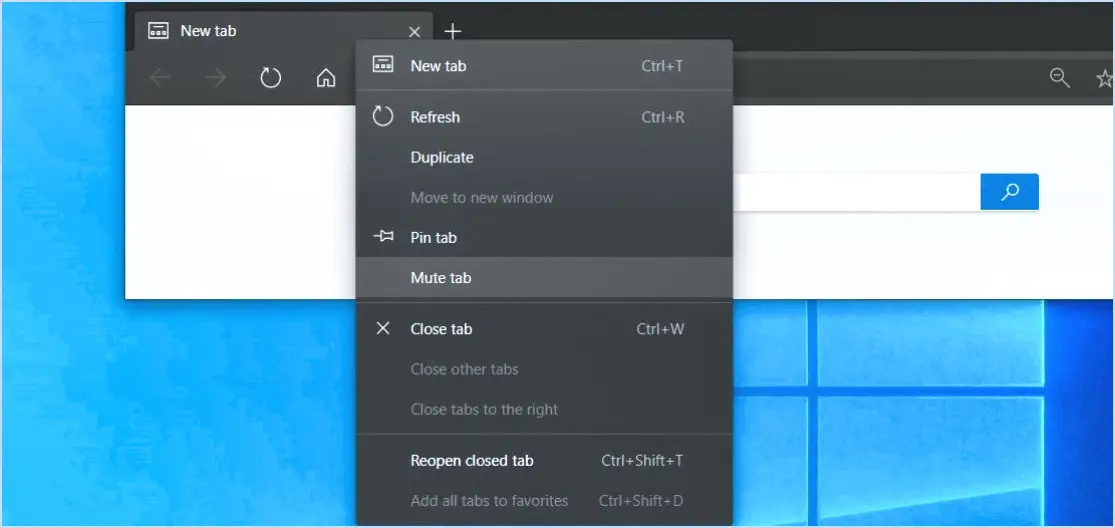 Comment mettre en sourdine les onglets dans microsoft edge sous windows 10?