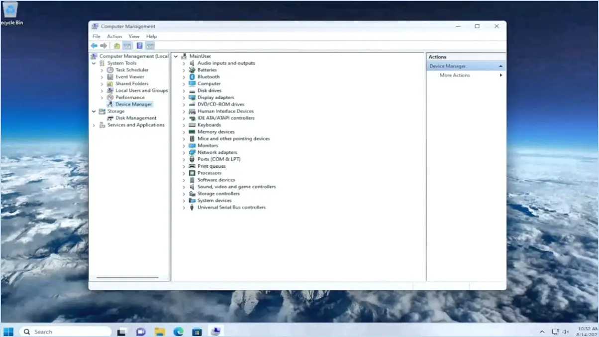 Comment ouvrir le gestionnaire de périphériques sous windows 11?