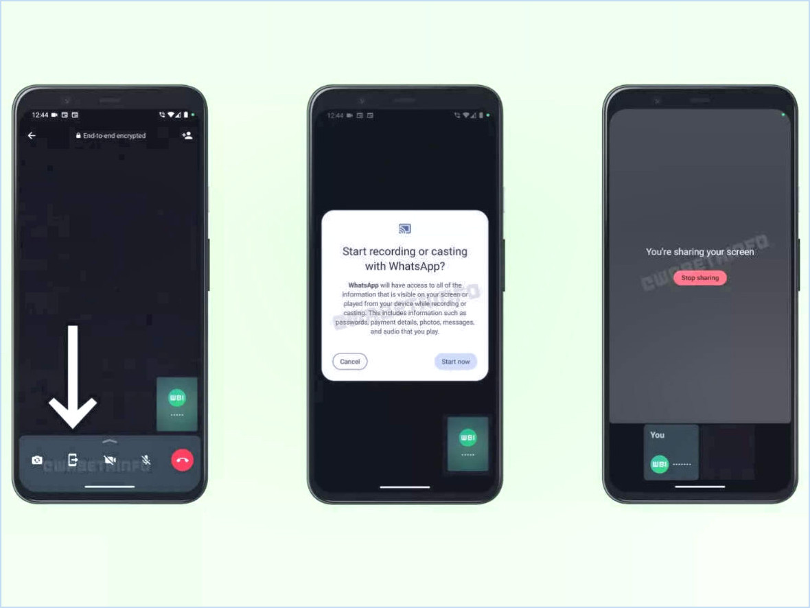 Comment partager l'écran lors d'un appel vidéo sur whatsapp?