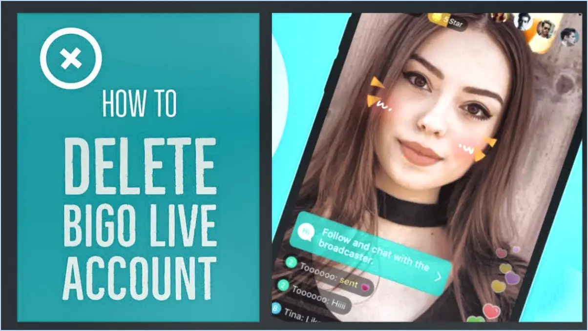 Comment supprimer le compte bigo live?