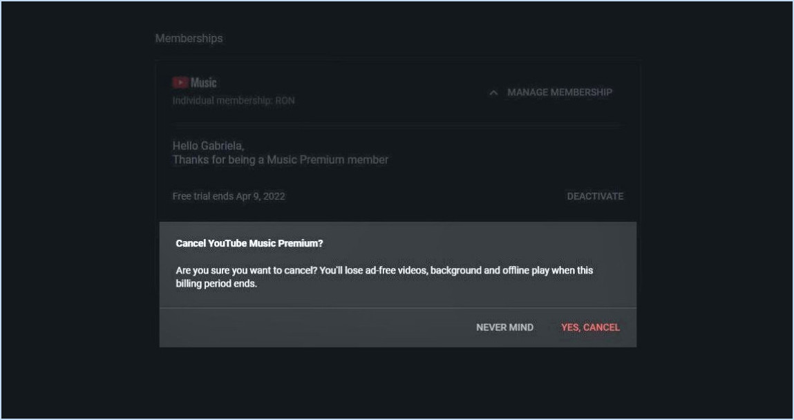 Comment supprimer mon compte youtube music?