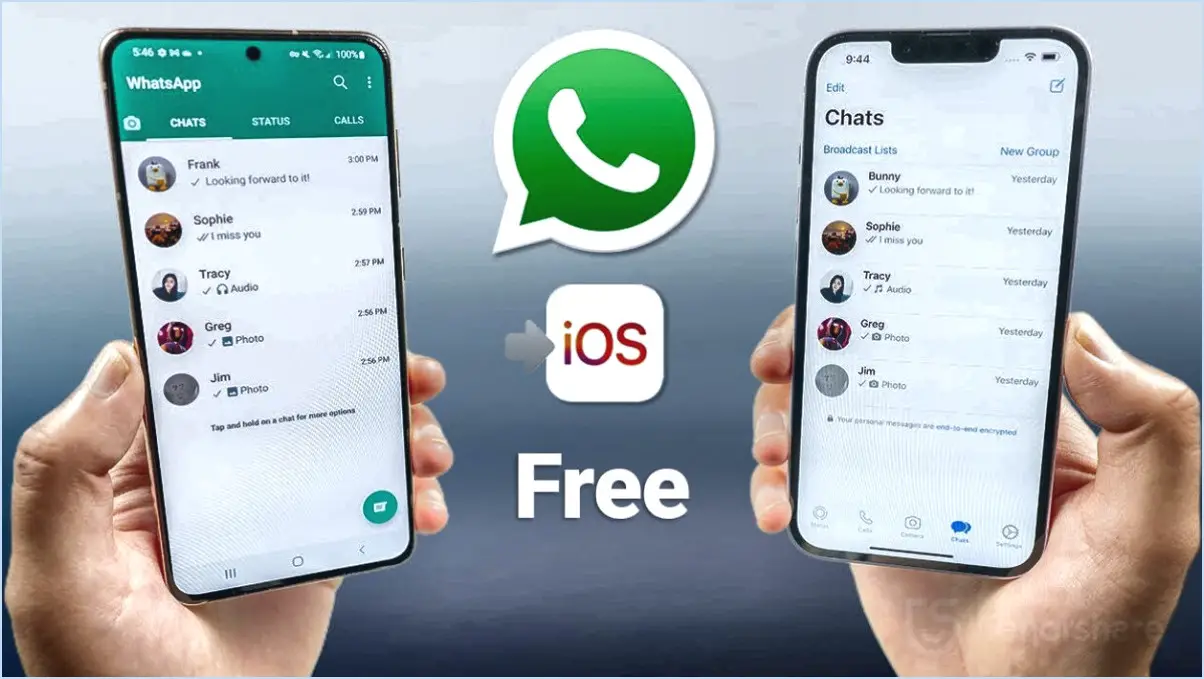 Le transfert de whatsapp d'androïde à iphone?