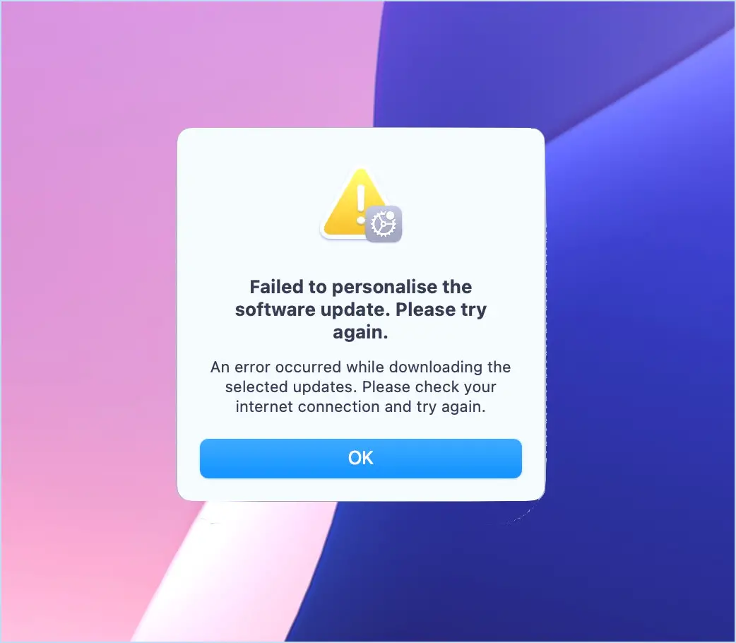 Fix Failed to personalize software update error in MacOS