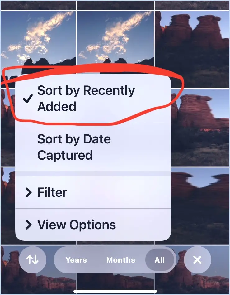 Comment trier les photos par récemment ajouté dans l'application de photos iOS 18 sur iPhone