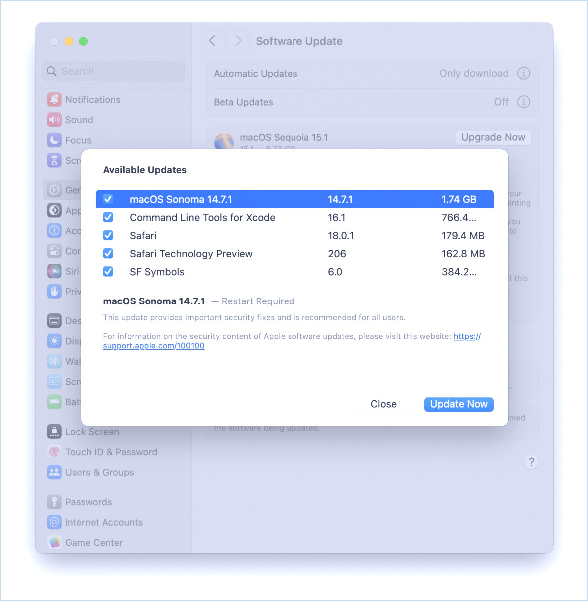 MacOS Sonoma 14.7.1