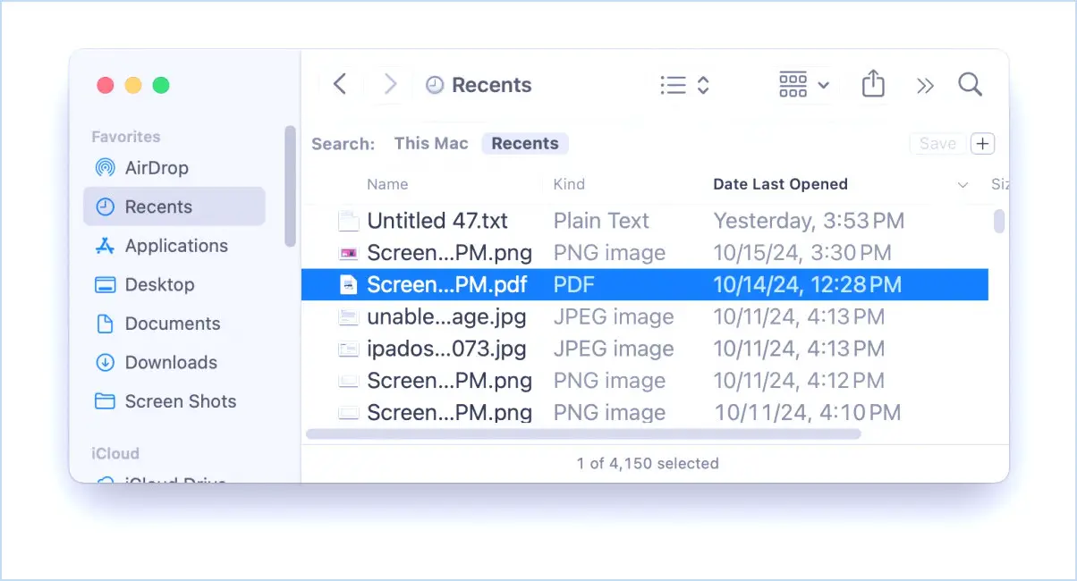 Recents Dossier fonctionne à nouveau avec des fichiers affichés sur Mac