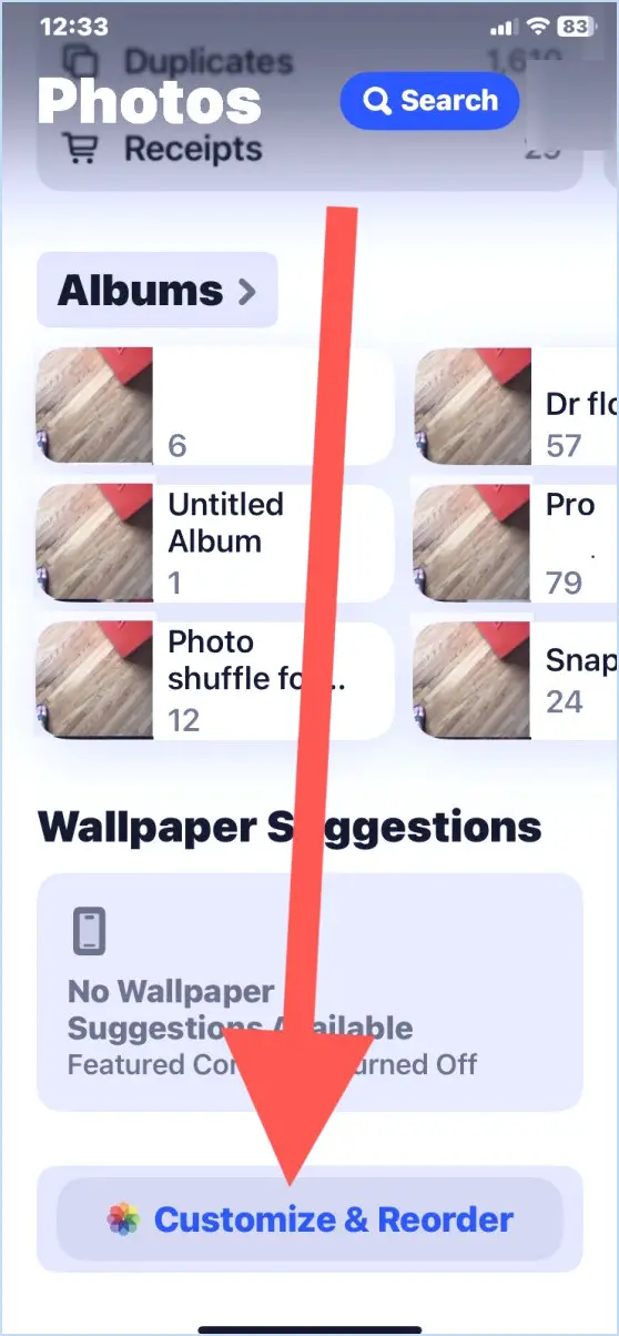 Trouver l'option Personnaliser et réorganiser dans l'application Photos pour réparer la refonte dans iOS 18, il est donc mieux adapté à vos préférences et à votre utilisation