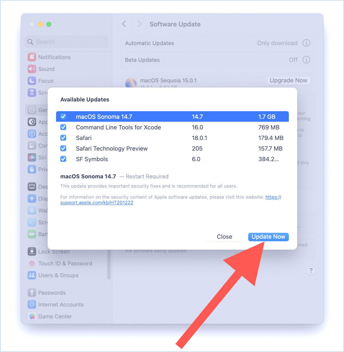 Comment installer des mises à jour de MacOS Sonoma ou Ventura sans installer Sequoia