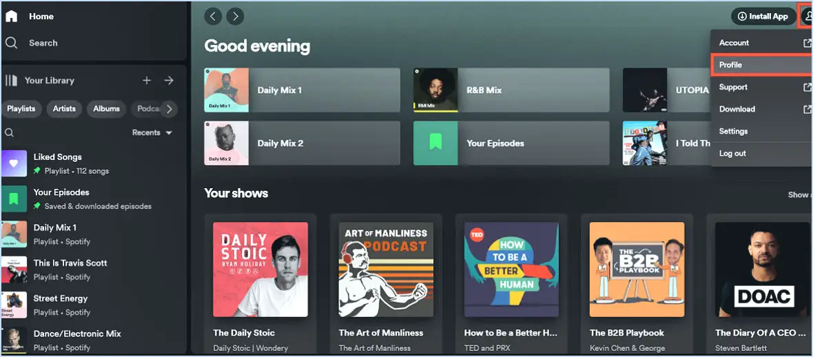 Comment afficher les chansons récemment écoutées, les listes de lecture, les albums sur spotify?