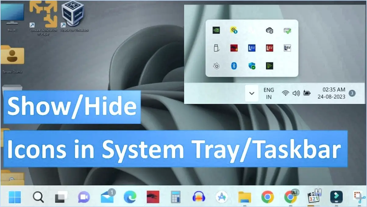 Comment afficher ou masquer les icônes dans la zone de la barre des tâches coin débordement sur windows 11?