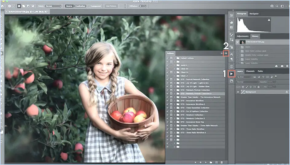 Comment ajouter des actions dans photoshop?