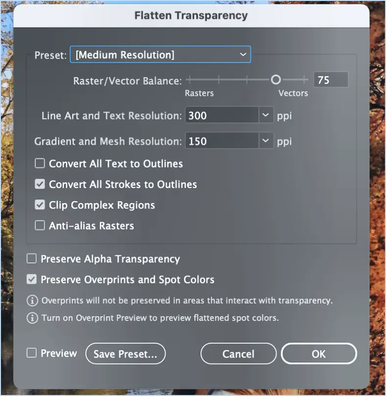 Comment aplatir la transparence dans illustrator?