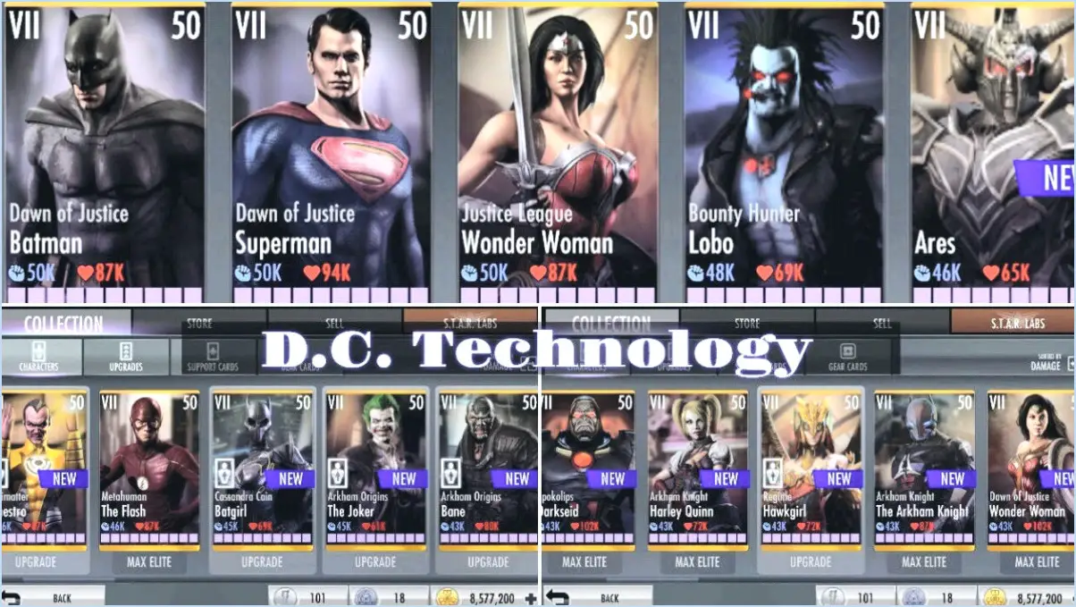 Comment débloquer des personnages dans injustice android?