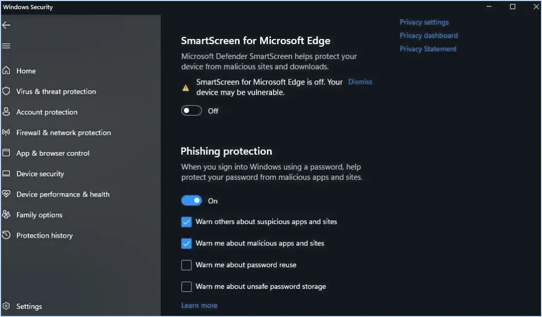 Comment désactiver le smartscreen de windows defender dans windows 11 et 10?