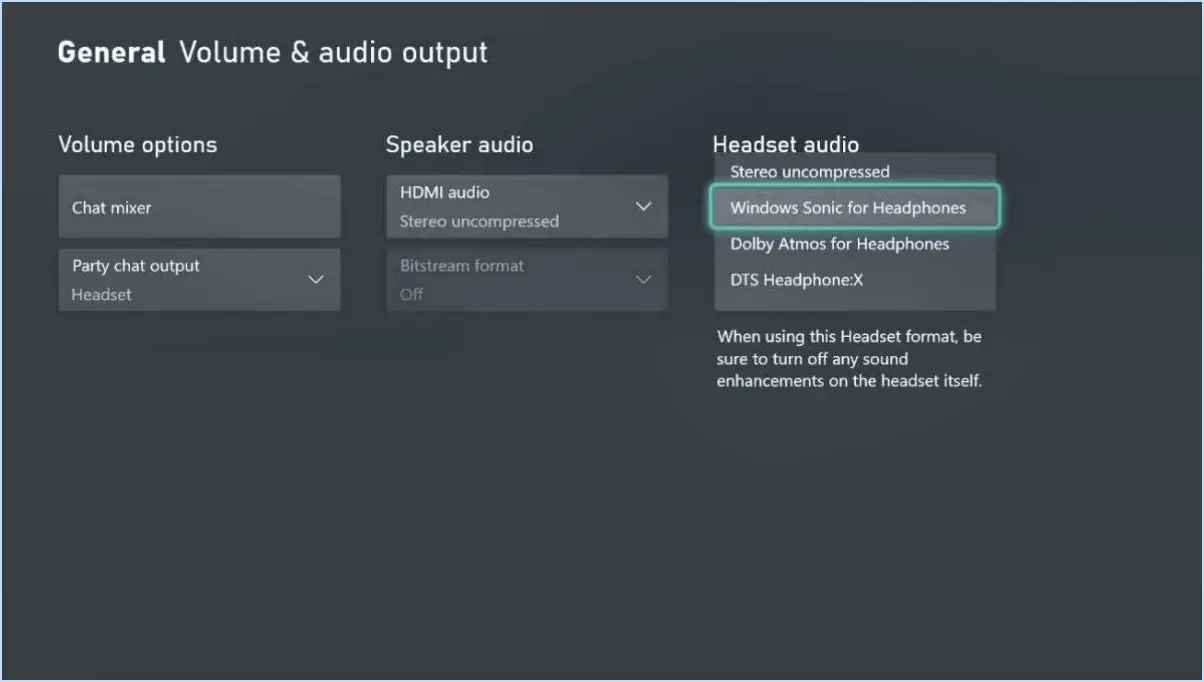 Comment faire pour obtenir les paramètres audio sur la xbox one?