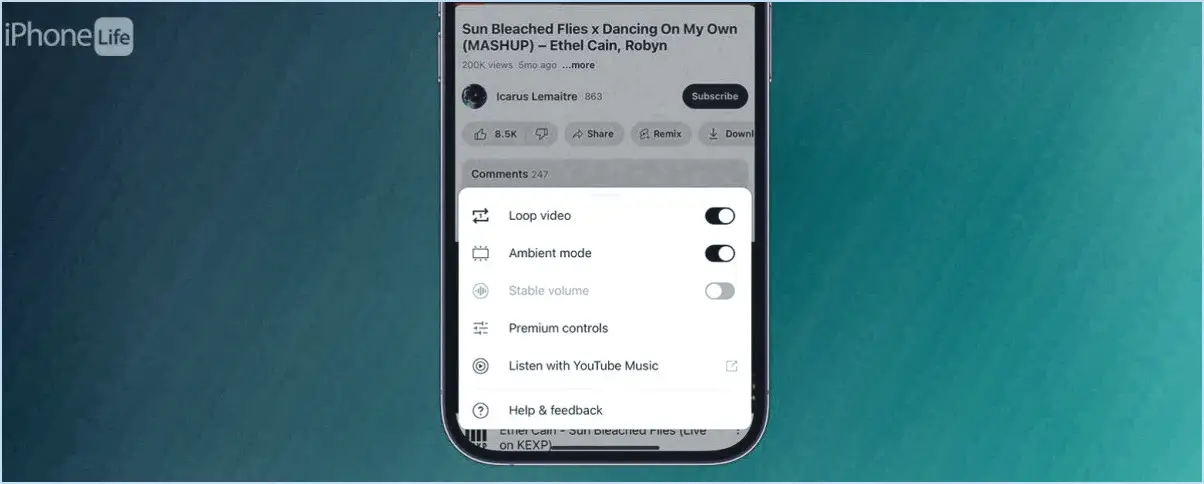 Comment passer en boucle youtube sur iphone?