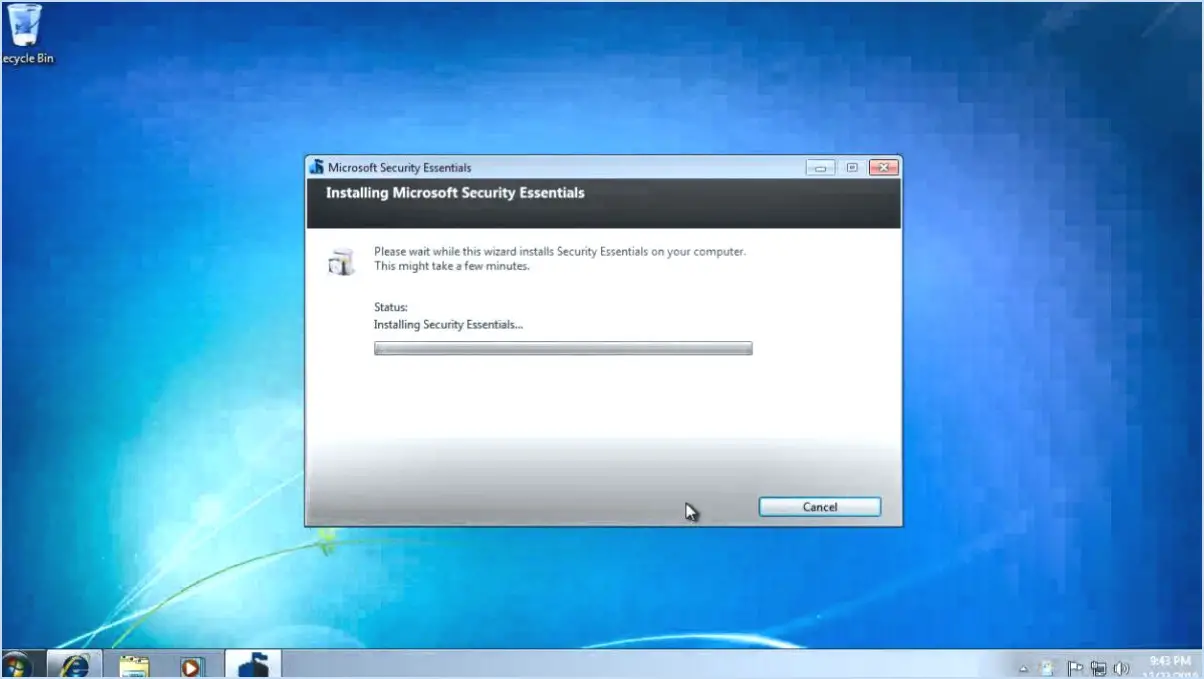 Comment réinstaller microsoft security essentials sur windows 7?