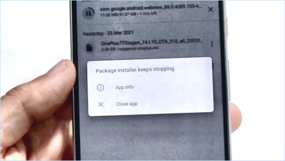 Comment résoudre le problème de l'arrêt de l'installateur de paquets?