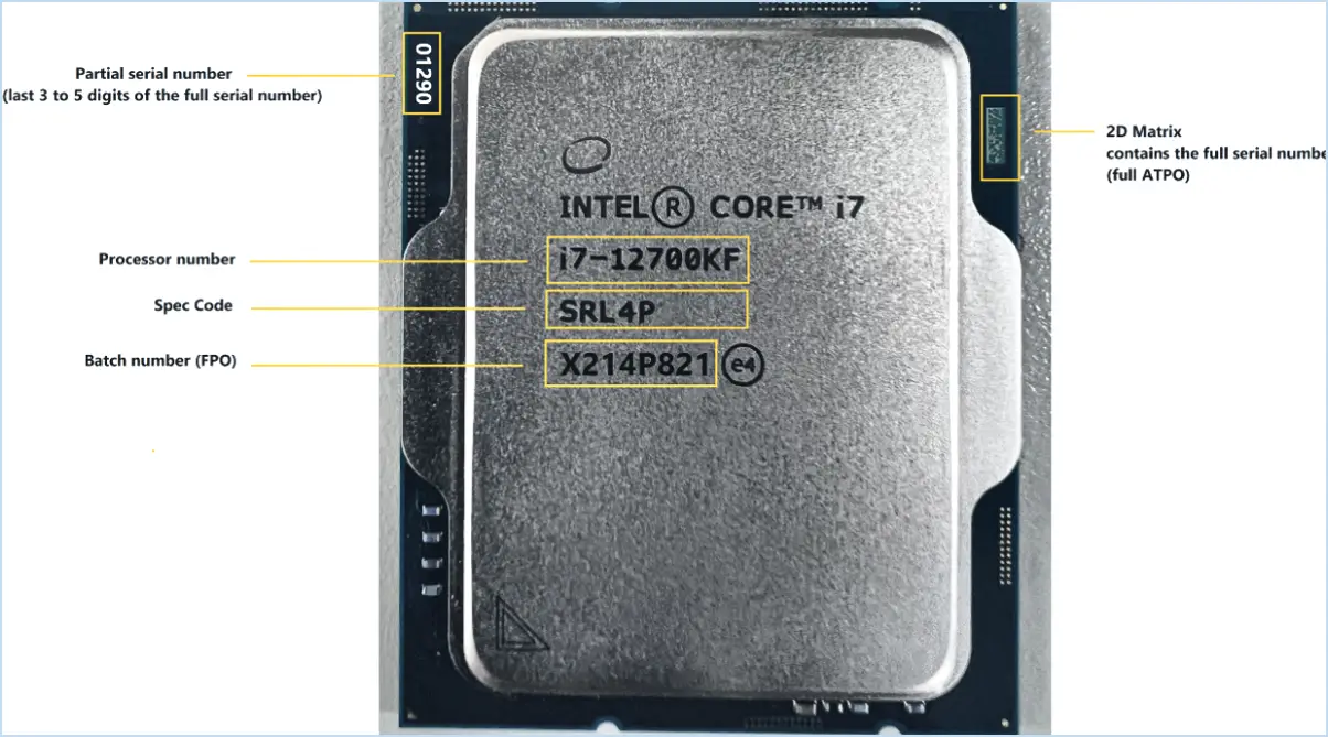 Comment savoir quelle est la génération de votre processeur intel?