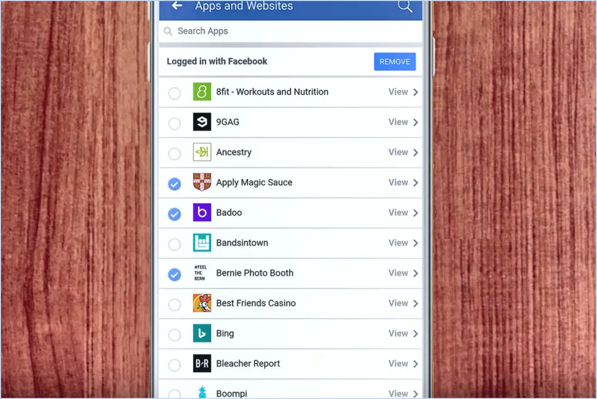 Comment supprimer les données d'une application de Facebook?