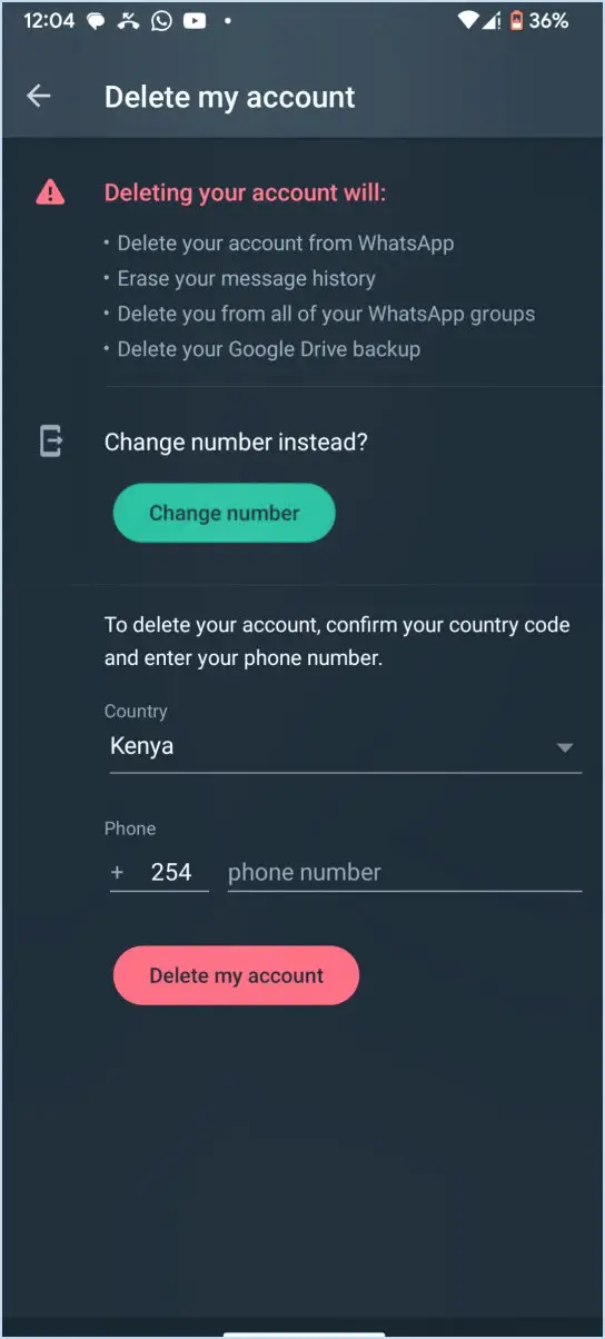 Comment supprimer mon compte WhatsApp sans l'effacer?