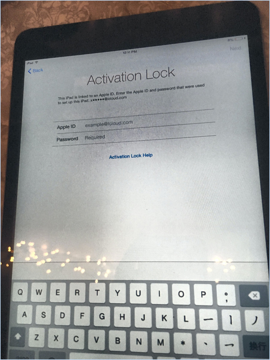 L'utilisateur a oublié son nom d'utilisateur ou son mot de passe pour activer l'ipad?
