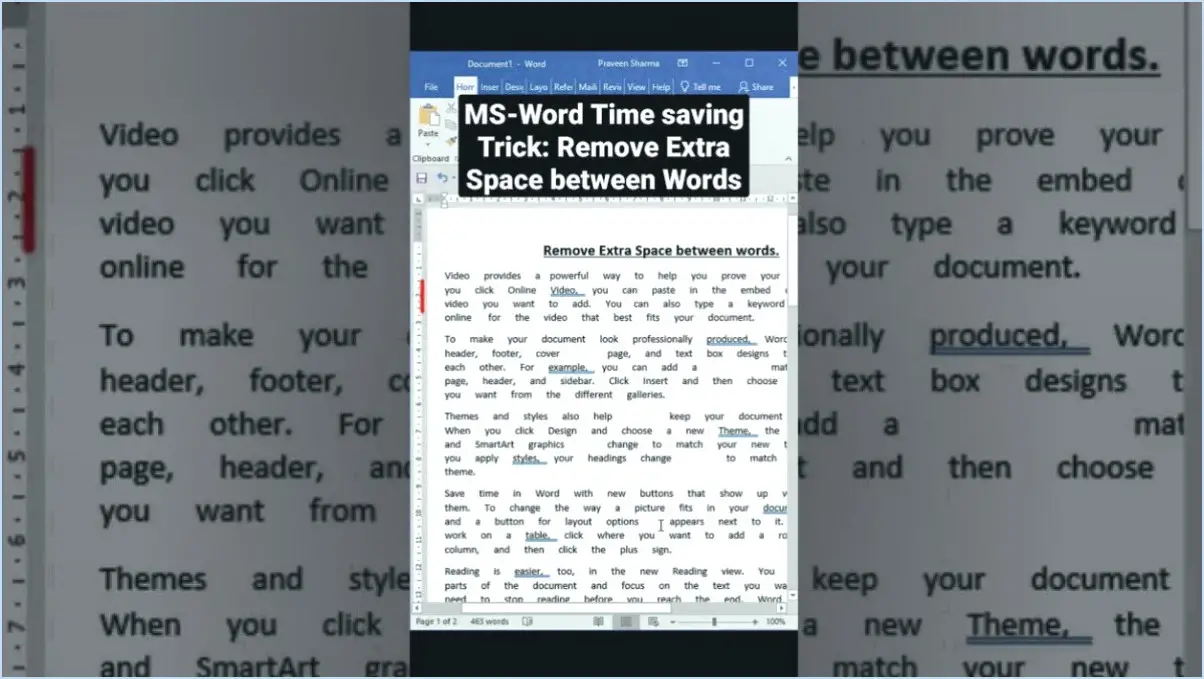 Microsoft Word : Supprimer les espaces supplémentaires entre les mots?