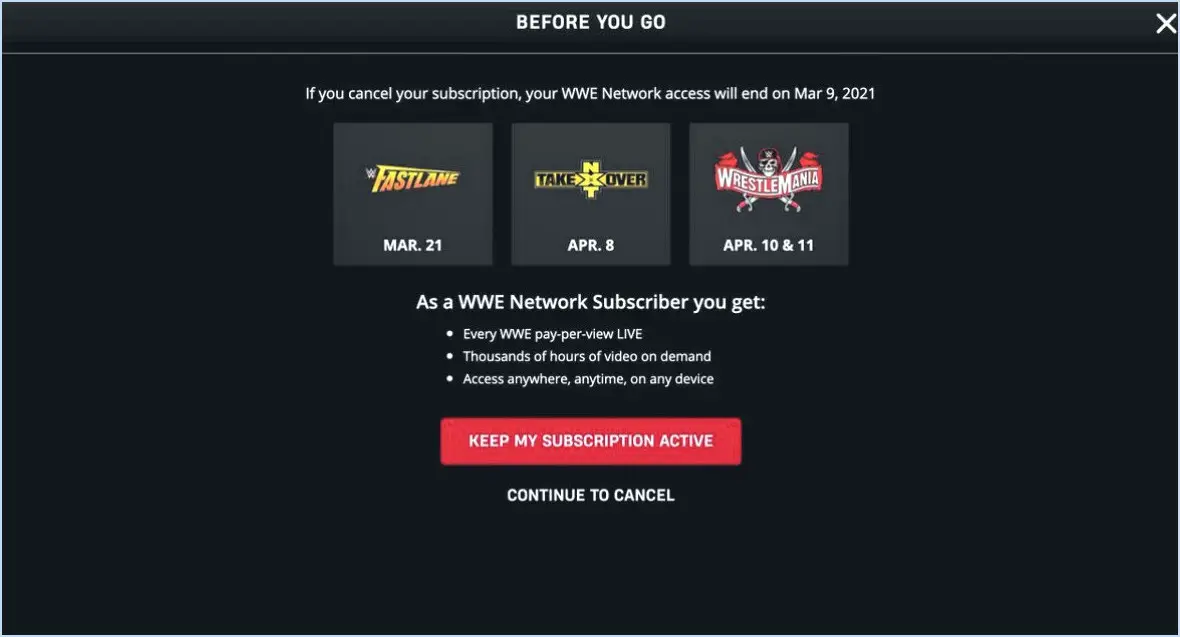 Peut-on annuler le réseau WWE à tout moment?