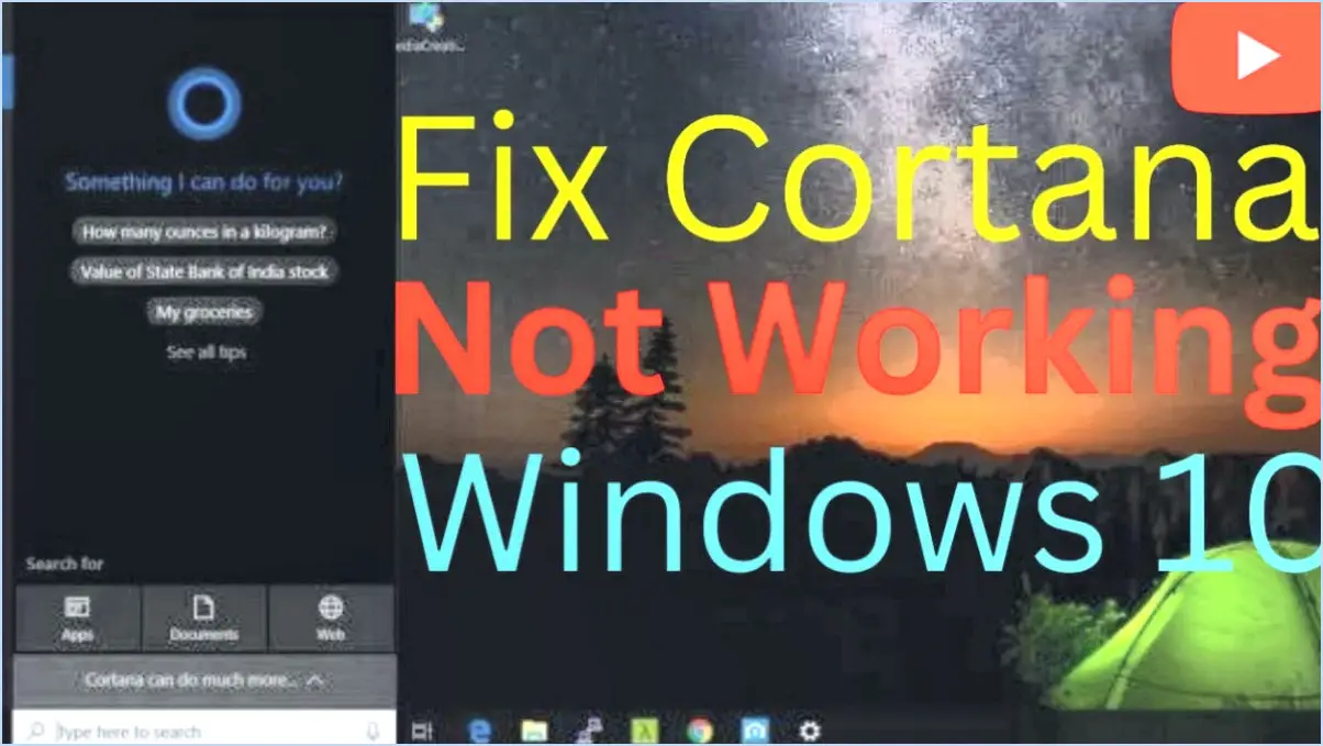 Pourquoi cortana ne fonctionne pas sur windows 10?