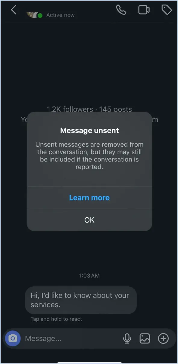 Pourquoi ne puis-je pas supprimer un message direct sur Instagram?