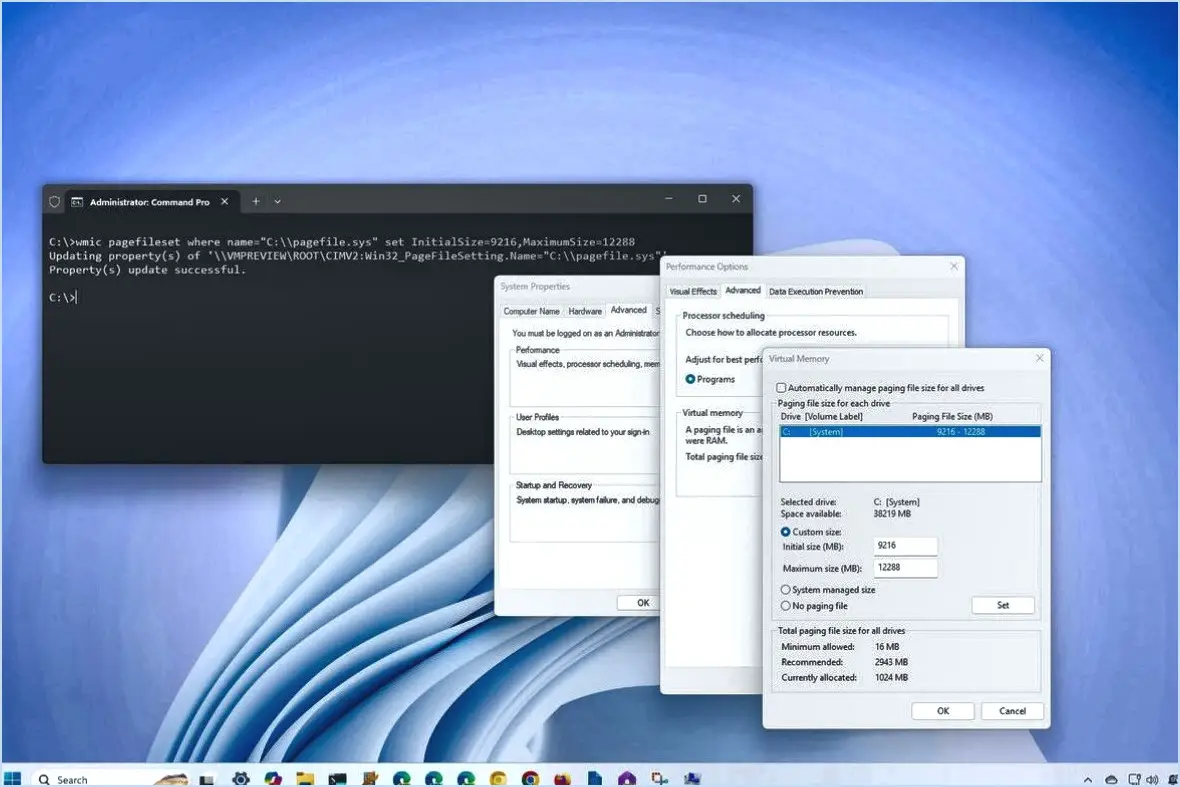 Quelle est la meilleure taille de fichier de pagination pour Windows 10?