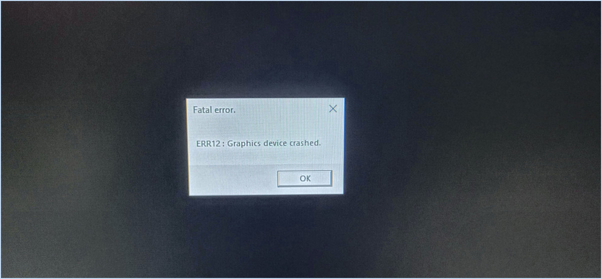 Réparer l'erreur mhw err12 graphics device crashed?