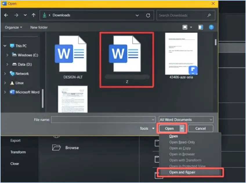 Réparer un document word avec office 365 ou office 2016?