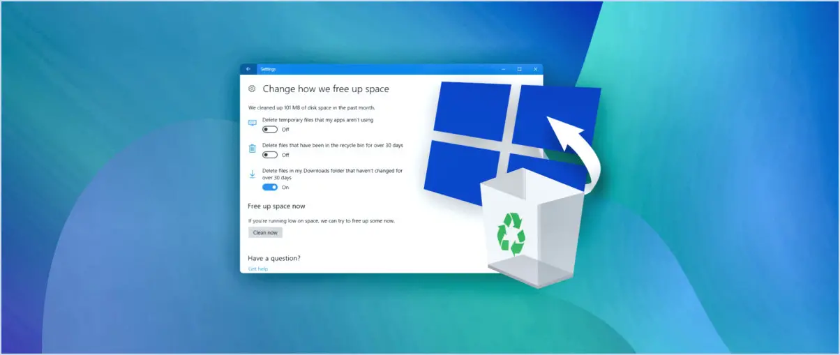 Supprimer automatiquement les fichiers de plus de 30 jours de la corbeille dans windows 10?