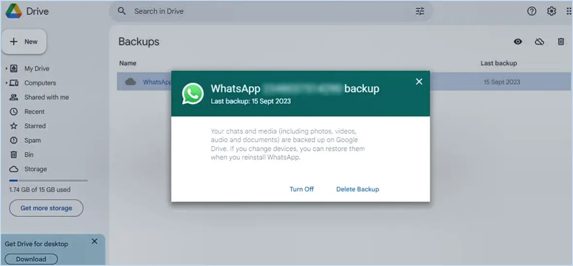 Whatsapp puis-je télécharger la sauvegarde de whatsapp depuis google drive?