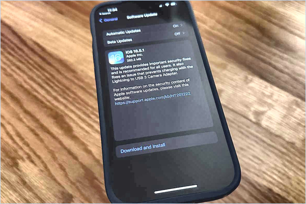Mise à jour iOS 16.5.1 Affichage sur l'iPhone