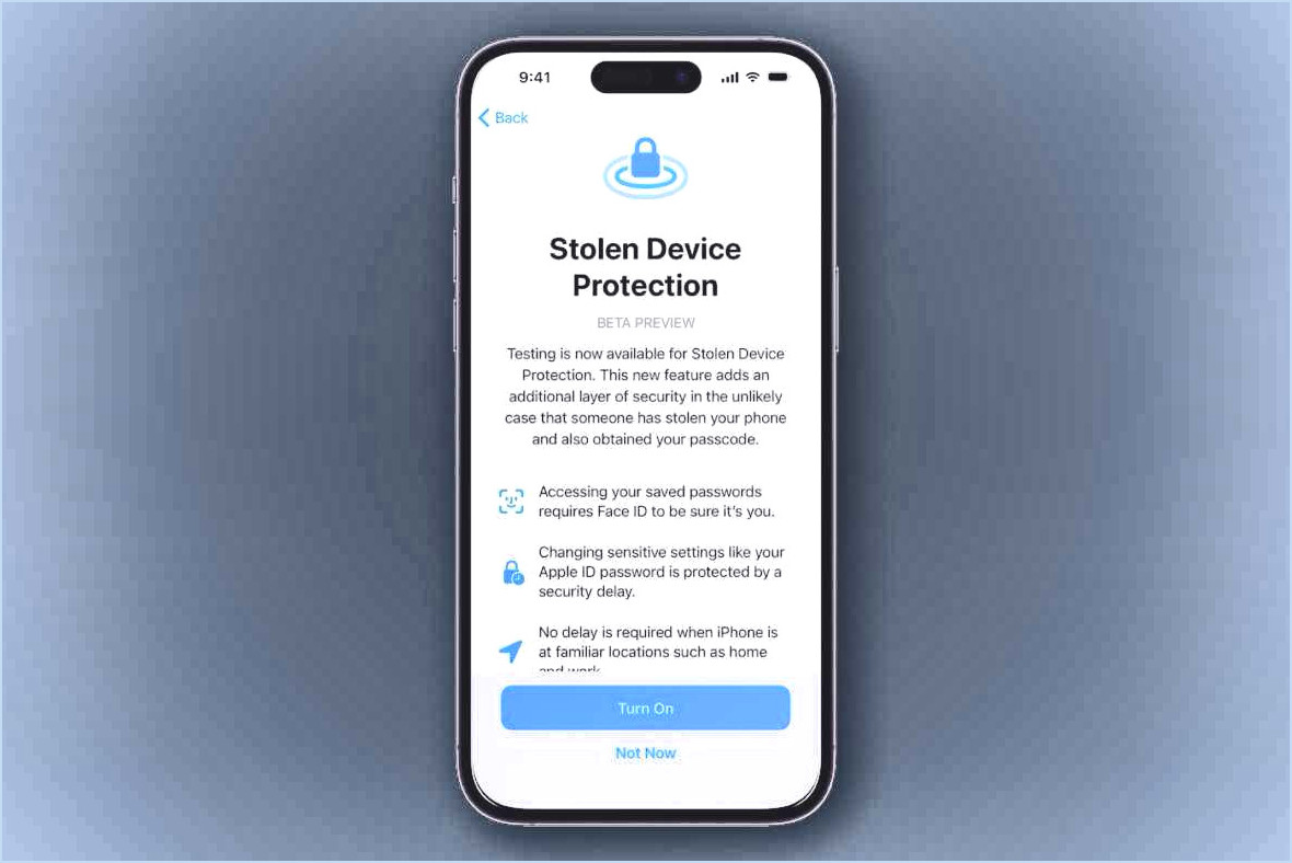 Protection des appareils volés iOS 17