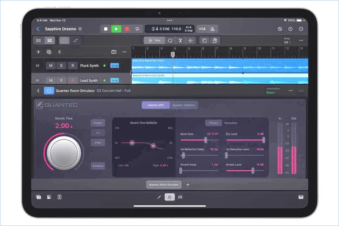 simulateur de salle Logic Pro Quantec