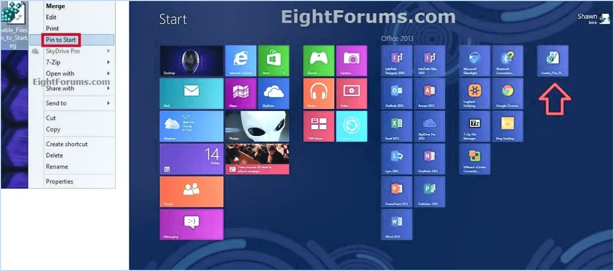 Comment ajouter ou supprimer l'épingle à démarrer du menu contextuel dans windows 10?