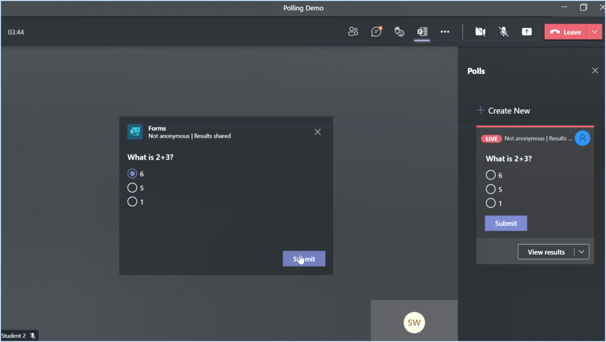 Comment créer des sondages en direct dans une réunion microsoft teams?