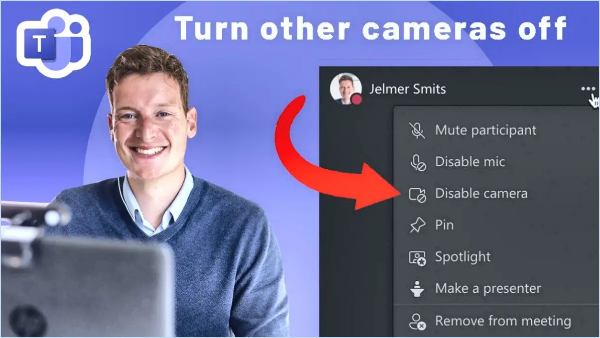 Comment désactiver la caméra dans microsoft teams?